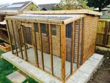 Full Height Aviary Pent Pigeon Loft with polycarbonate roof, on paving base