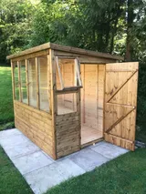 Bespoke Combi Potting Shed with angled glass growing area and secure heavy-duty tool store