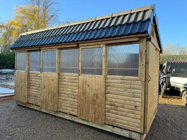 Traditional Sliding Door Apex Pigeon Loft, untreated redwood timber