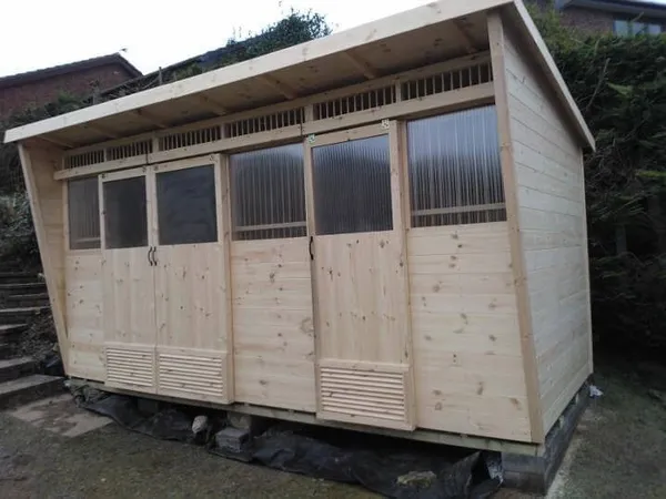 Traditional Pent Pigeon Loft with sliding doors, exhibition display