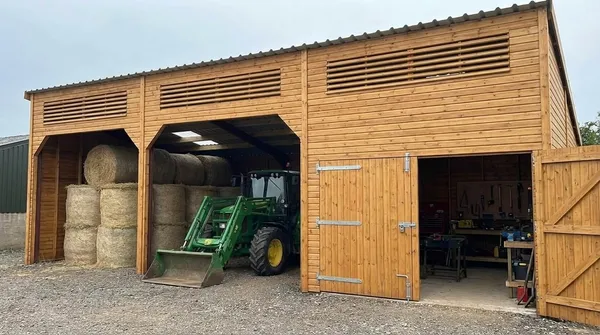 Heavy-duty machinery store with wide-span doors