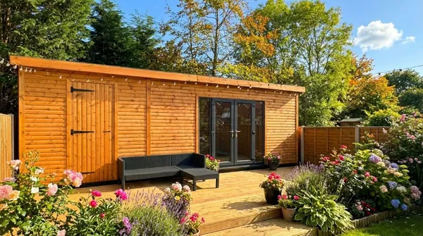 The Denby Combi on decking with dual-purpose design and planting