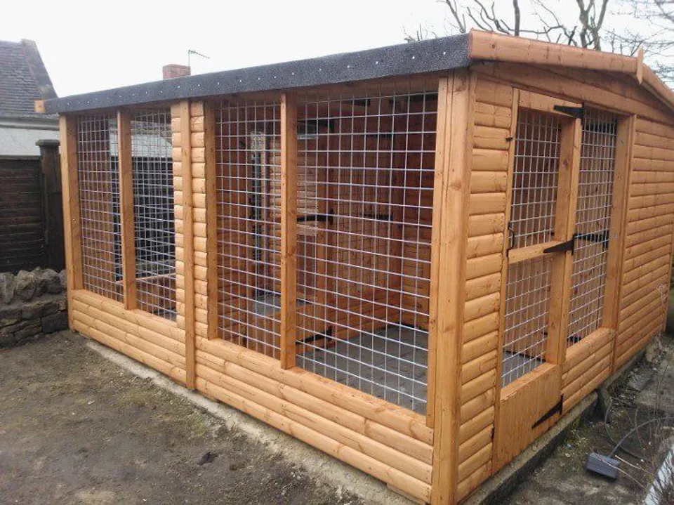 Professional timber dog kennel with fully covered run and heavy-gauge square weld-mesh – Ecco Sheds animal housing