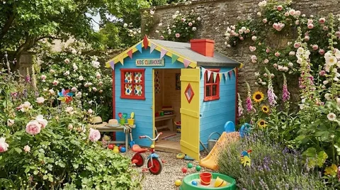 Kids Clubhouse with door open in garden