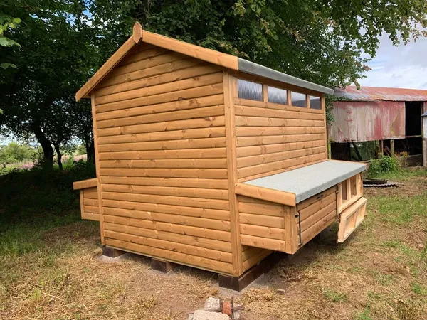 Heavy-duty poultry shed with high-level Perspex strips and meshed ventilation