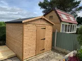 Robust apex timber shed beside a premium pigeon loft, heavy-duty build quality