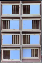 Close view of standard up and over nest box fronts